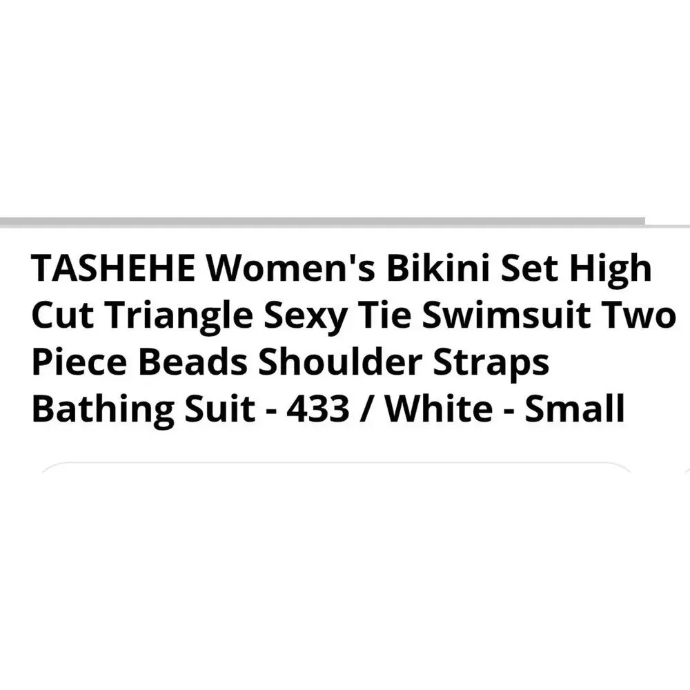 TASHEHE Women’s 2-Piece Triangle Halter Bikini Set Beaded Tie Lined S White